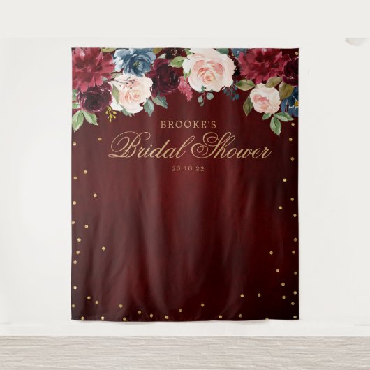 Hintergrund des Fotos des Burgund Blush Bloral Bra Wandteppich (Vorderseite)