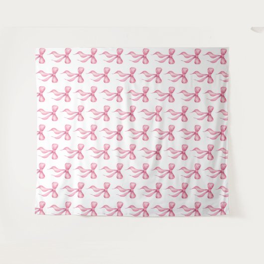 Hintergrund des Fotos des rosa Bow Pattern-Brautpa Wandteppich (Vorderseite (Horizontal))