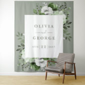 Hintergrund des Fotos mit dem grünen Aquarell Wandteppich (Beispiel)