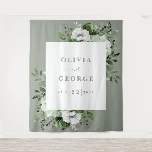 Hintergrund des Fotos mit dem grünen Aquarell Wandteppich (Vorderseite)