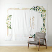 Hintergrund des Fotos mit weißem Blumenrahmen Wandteppich (Beispiel (Horizontal))