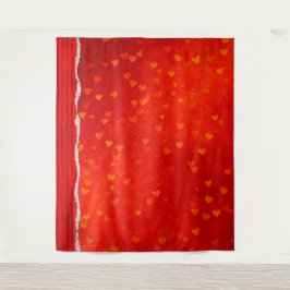 Hintergrund des Fotos "Red Heart Valentine Day"Tap Wandteppich