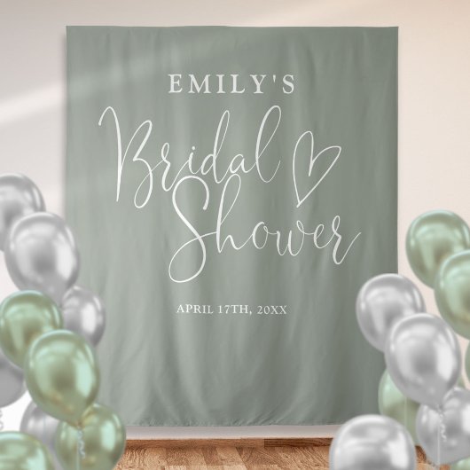Hintergrund des Fotos "Sage Green Brautparty" Wandteppich