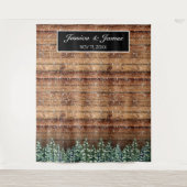 Hintergrund des Fotos Snowy Wood & Forest Wedding Wandteppich (Vorderseite)
