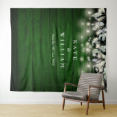 Hintergrund des Fotos "String Lights Green Wood" Wandteppich (Beispiel (Horizontal))