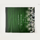 Hintergrund des Fotos "String Lights Green Wood" Wandteppich (Vorderseite (Horizontal))