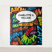 Hintergrund des Fun Comic Book Wedding Foto Booth Wandteppich (Vorderseite)