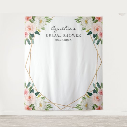 Hintergrund des geometrischen Brautparty in Rosa Wandteppich (Vorderseite)