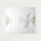 Hintergrund des Greenery Script Wedding Foto Booth Wandteppich (Vorderseite (Horizontal))