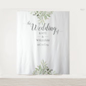 Hintergrund des Greenery Script Wedding Foto Booth Wandteppich (Vorderseite)