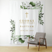 Hintergrund des grün-botanischen Taufs-Fotos Wandteppich (Beispiel)