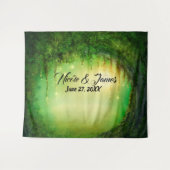 Hintergrund des grünen, verzauberten Waldbaumwalde Wandteppich (Vorderseite (Horizontal))