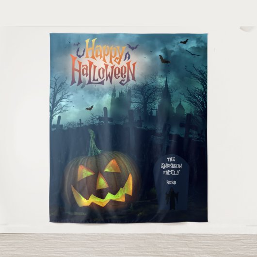 Hintergrund des Halloween-Party von Familie oder U Wandteppich (Vorderseite)