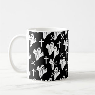 Hintergrund des handgezeichneten Halloween-Musters Kaffeetasse
