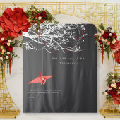 Hintergrund des Hanging Origami Paper Crane Weddin Wandteppich