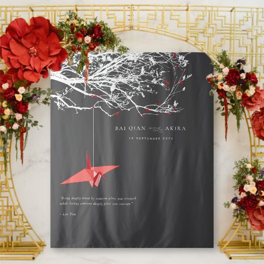 Hintergrund des Hanging Origami Paper Crane Weddin Wandteppich
