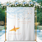 Hintergrund des Hanging Origami Paper Crane Weddin Wandteppich