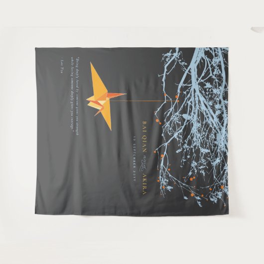 Hintergrund des Hanging Origami Paper Crane Weddin Wandteppich (Vorderseite (Horizontal))