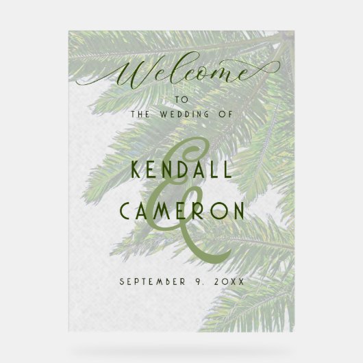 Hintergrund des Hochzeitpalmenbaumes Acrylschild (Vorderseite)