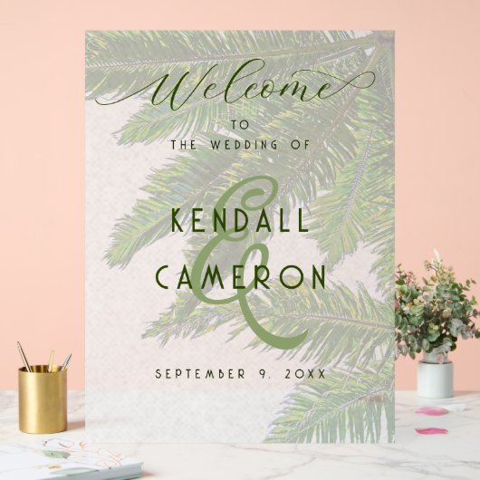 Hintergrund des Hochzeitpalmenbaumes Acrylschild (Hochzeit)