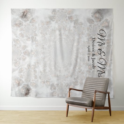 Hintergrund des Hochzeitshalberweiss mit weißem Fo Wandteppich (Beispiel (Horizontal))