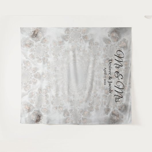 Hintergrund des Hochzeitshalberweiss mit weißem Fo Wandteppich (Vorderseite (Horizontal))