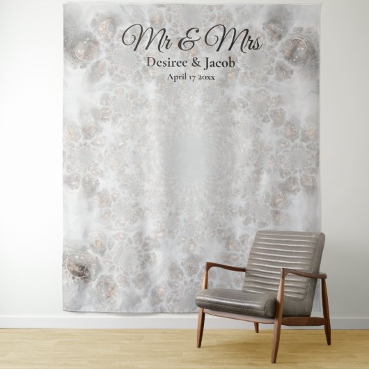 Hintergrund des Hochzeitshalberweiss mit weißem Fo Wandteppich (Beispiel)