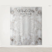 Hintergrund des Hochzeitshalberweiss mit weißem Fo Wandteppich (Vorderseite)