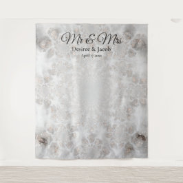 Hintergrund des Hochzeitshalberweiss mit weißem Fo Wandteppich