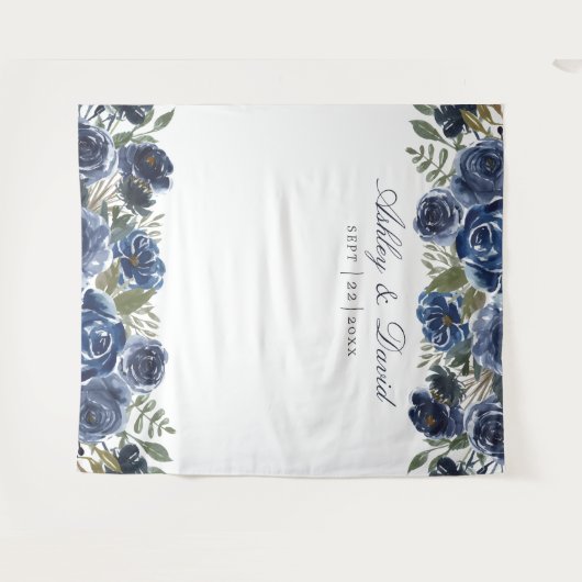 Hintergrund des Hochzeitskabinetts für Navy Blue F Wandteppich (Vorderseite (Horizontal))