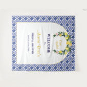 Hintergrund des italienischen Lemon Blue Tiles Bra Wandteppich (Vorderseite (Horizontal))