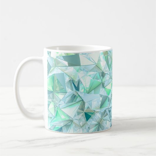 Hintergrund des Kristalldreiecks. Kaffeetasse (Links)