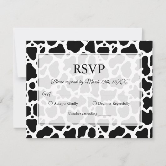 Hintergrund des Kuhmusters RSVP Karte (Vorderseite)