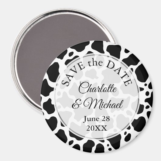 Hintergrund des Kuhmusters Save the Date Magnet (Vorderseite/Rückseite)