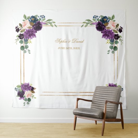 Hintergrund des Lavender Floral Gold Frame Foto Bo Wandteppich (Beispiel (Horizontal))