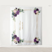 Hintergrund des Lavender Floral Gold Frame Foto Bo Wandteppich (Vorderseite)