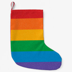 Hintergrund des LGBTQ-Regenbogenfarbenen Flaggenfe Kleiner Weihnachtsstrumpf
