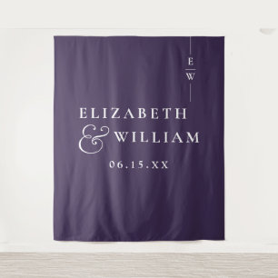 Hintergrund des lila Minimalistischen Monogram Wed Wandteppich