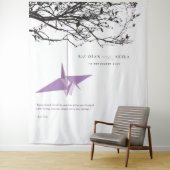 Hintergrund des Lilac Paper Crane Wedding Foto Wandteppich (Beispiel)