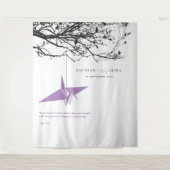 Hintergrund des Lilac Paper Crane Wedding Foto Wandteppich (Vorderseite)