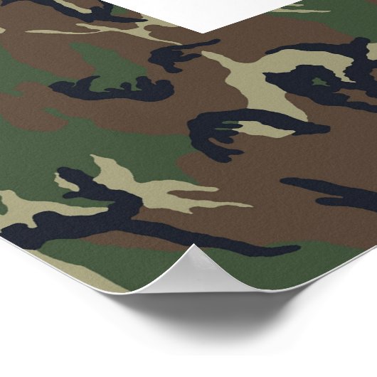 Hintergrund des Militärwaldes mit weißem Hintergru Poster (Ecke)