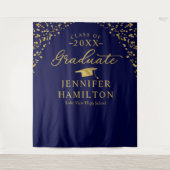 Hintergrund des modernen Blue Gold Abschluss Gradu Wandteppich (Vorderseite)