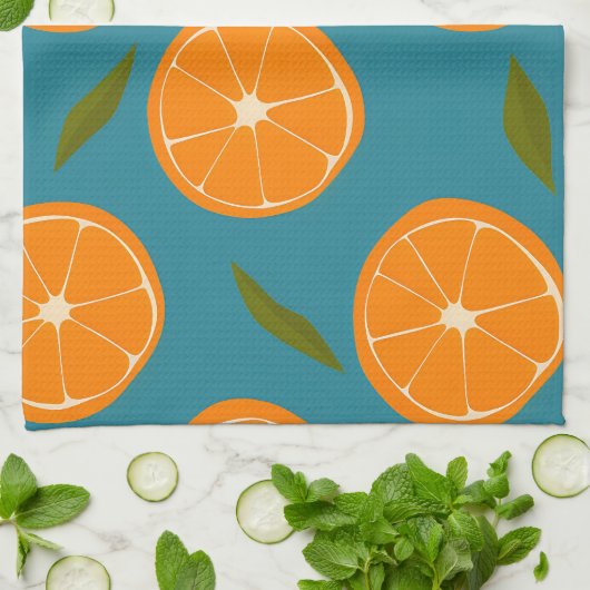 Hintergrund des Musters "Slice Orange" Geschirrtuch (Gefaltet)