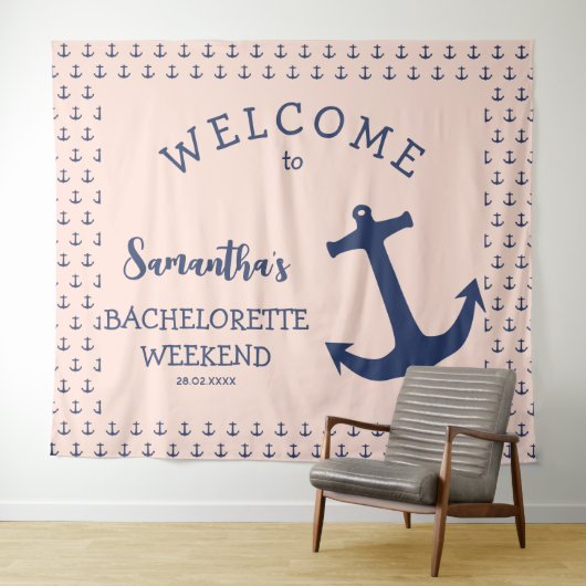 Hintergrund des Nautical Anchor Beach Junggeselinn Wandteppich (Beispiel (Horizontal))