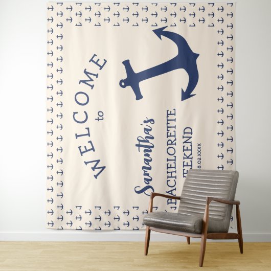 Hintergrund des Nautical Anchor Beach Junggeselinn Wandteppich (Beispiel)