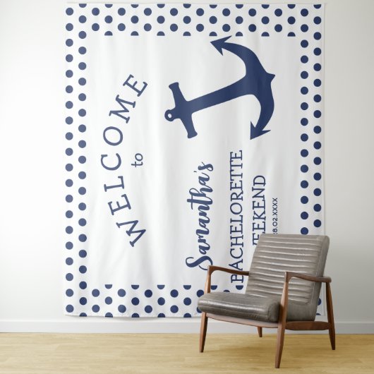 Hintergrund des nautischen Ankerpunkts des Jungges Wandteppich (Beispiel)