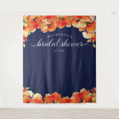 Hintergrund des navy Blue Golden Poppy Brautparty Wandteppich (Vorderseite)