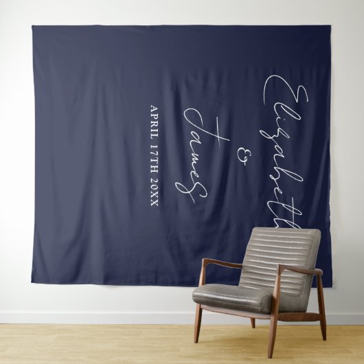 Hintergrund des Navy Blue Minimalistisch Wedding F Wandteppich (Beispiel (Horizontal))
