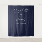 Hintergrund des Navy Blue Minimalistisch Wedding F Wandteppich (Vorderseite)