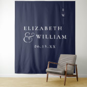 Hintergrund des Navy Blue Minimalistisch Wedding F Wandteppich (Beispiel)